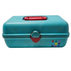 Caboodles Makeup Case Medium Teal Blue Vintage 90s Plano 2602
